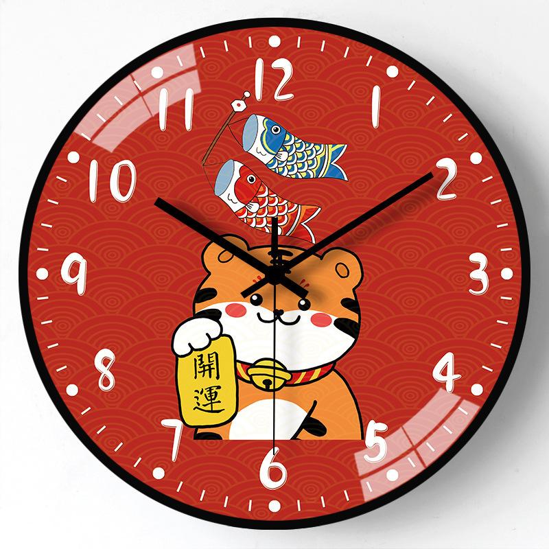 

8-дюймовые 20 см настенные часы в новом китайском стиле год тигра гостиная дом часы в китайском стиле бесшумные спальня мультяшные часы