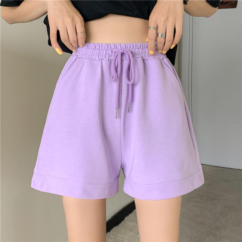 

Women s Wide-Leg Sports Style High-Waist Summer Sweatpants Shorts Large фиолетовый