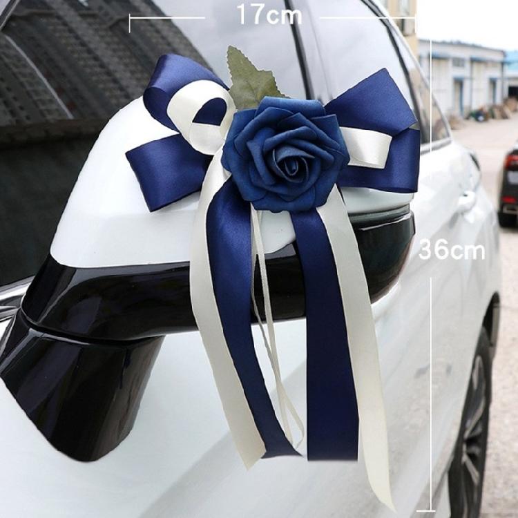 Set of 8 Nuptial Car Adornment with Ribbons Beautiful Silk Bowknot Auto Glasses Adornment for Matrimonial Ceremony