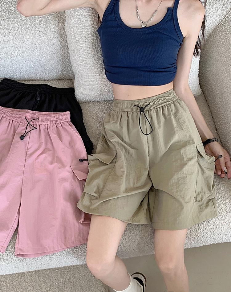 2025 Sommer Koreanischer Stil Elastischer Bund Kordelzug Lässige Shorts: Vielseitige Damen-Cargohose