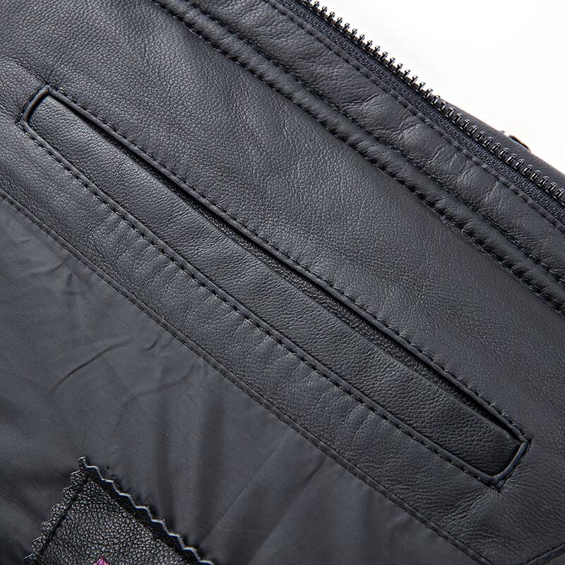 FAPAI Men's Hooded Detachable Sheepskin Leather Down Jacket