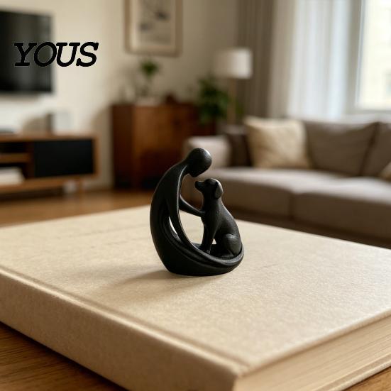 Compact Pet Decoration Dog And Owner Statue Ornament, 3D Printed Sculpture, Nordic Minimalist Decor Desktop for Lover Home Crafts Modern