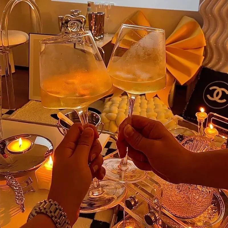 1pc Burgundy Crystal Cup Glass Red Wine Glass Goblet Grape Glass Home Nordic Style Handmade Lead-free Premium Wine Glass