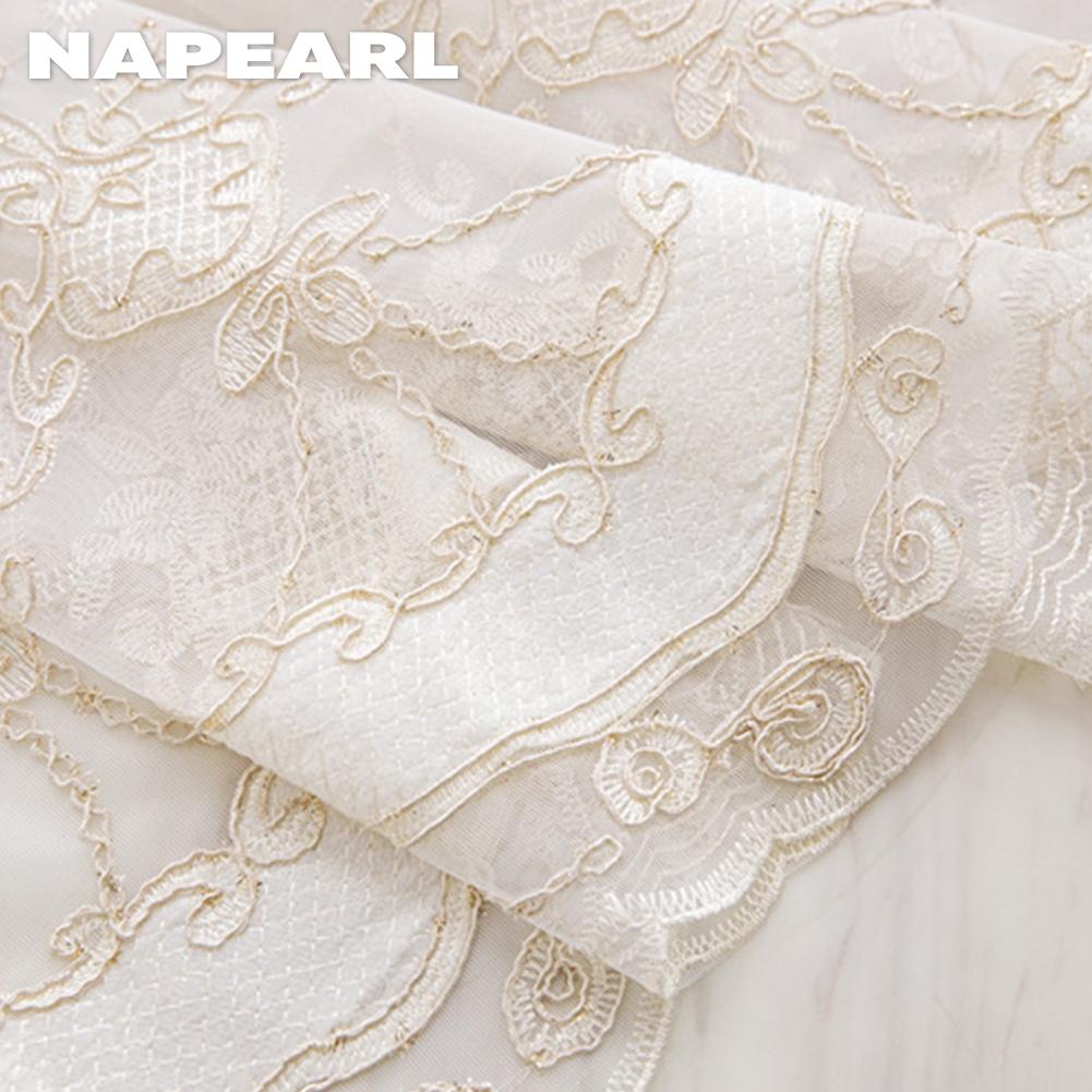 1PC NAPEARL French Luxury Lace Relief Embroidered Translucent Sheer Curtain 260cm Height Tulle for Living Room Bedroom Window Decoration Home Decor