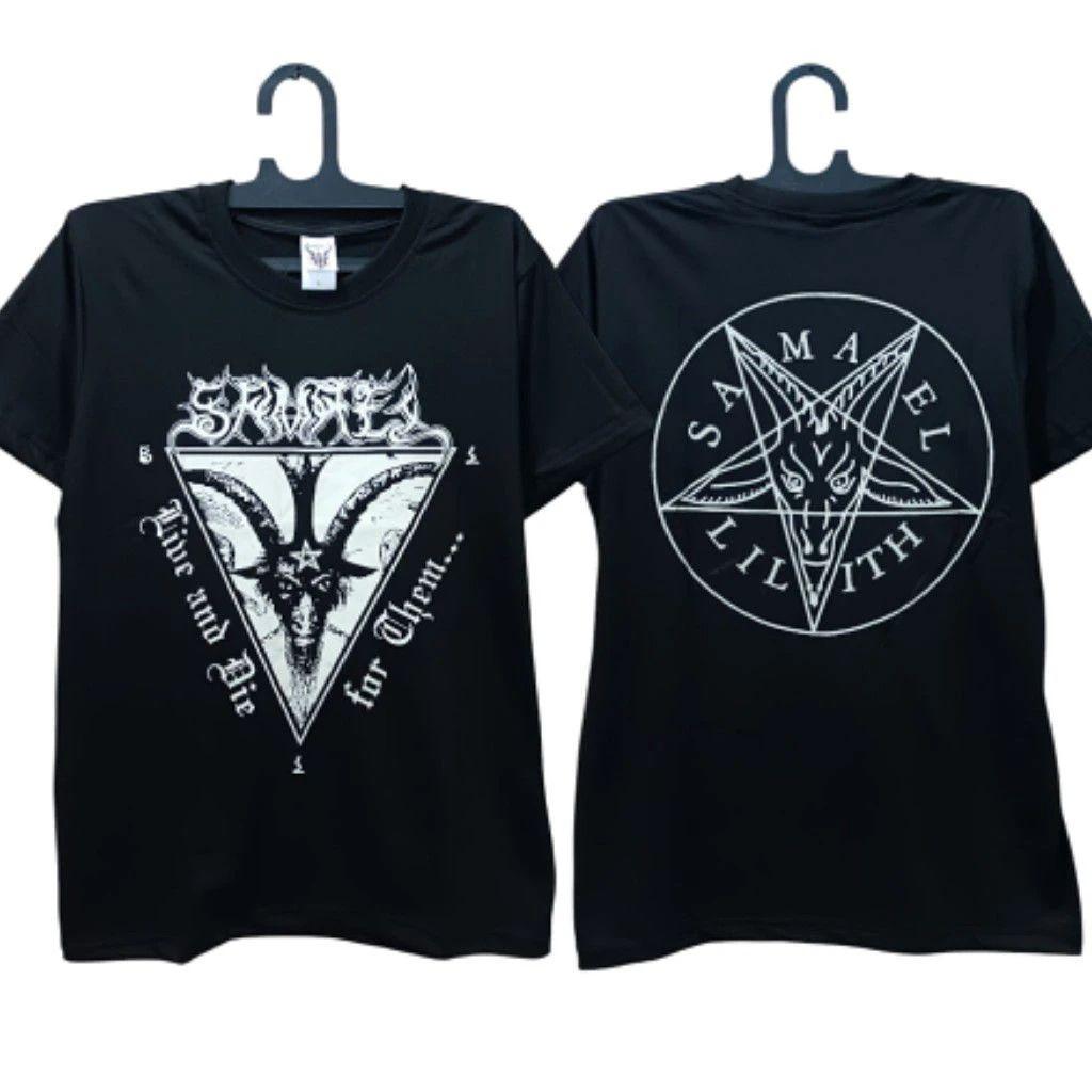 Gothic Punk Rock Tops GORGORTH Black Metal Tshirt Cotton Short Sleeves Print Casual Loose Streetwear Vintage T Shirts Unisex