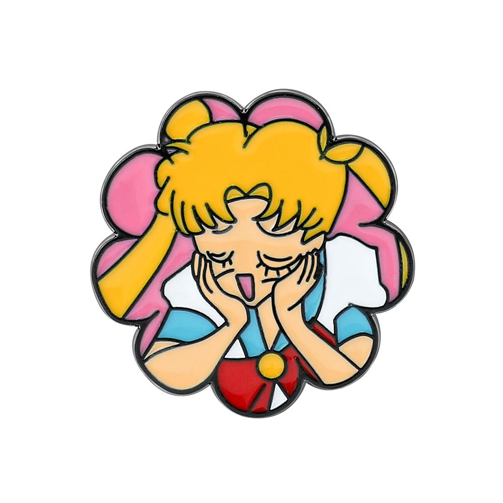 Cute Sailor Moon Brooch Cartoon Tsukino Usagi Metal Badge Enamel Pin Clothes Jeans Lapel Pin Jewelry Accessories Ornament