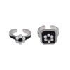 925 Silver Adjustable Rings For Women Flower Black Luxury Jewelry Vintage Wedding Accessories Jewellery Argent 925