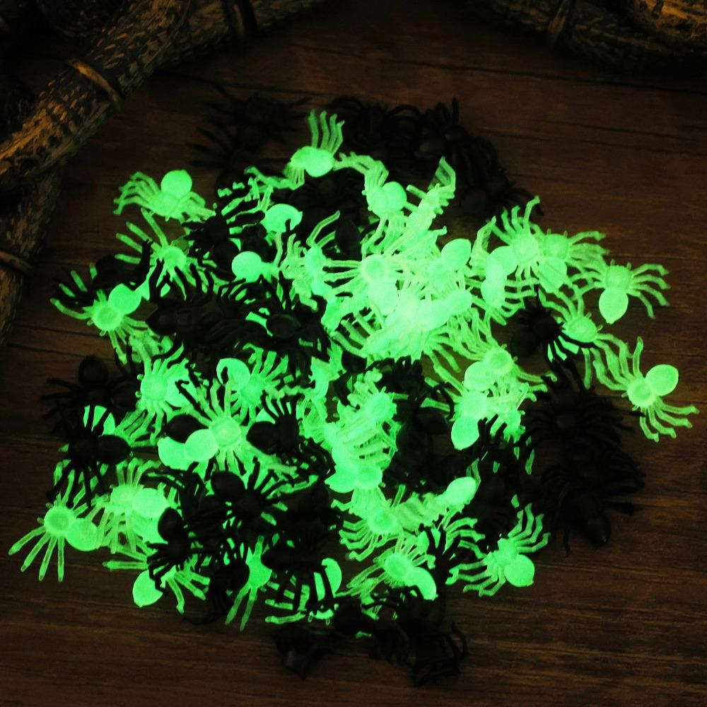 Halloween Leuchtende Falsche Spinne Kleine Schwarze Simulierte Spinnen Spukhaus Atmosphäre Requisiten Hausparty DIY Dekoration Zubehör