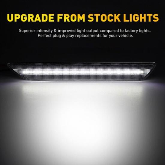 For 2015-2020 Ford Mustang Clear White LED Rear Side Marker Signal Lamps Lights