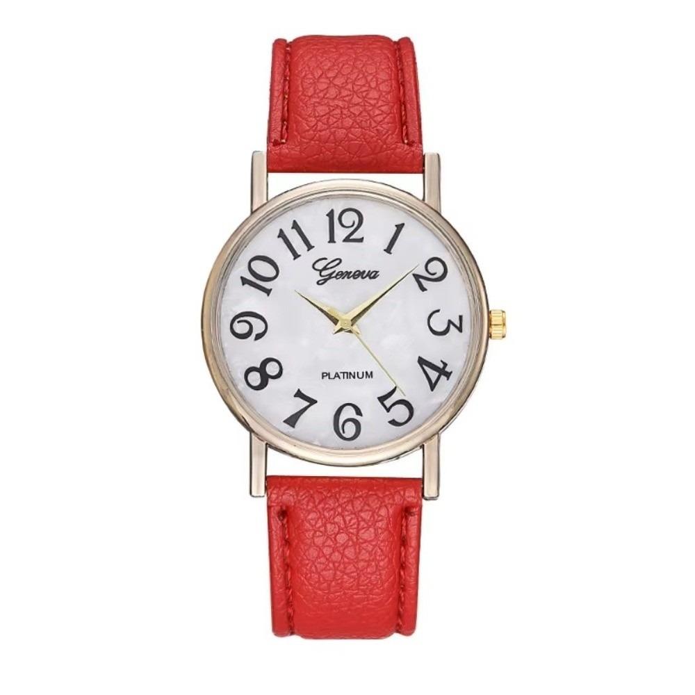 Big Digital Geneva Watch Shell Dial Dress Watch Fashion Quartz Wristwatch Women красный
