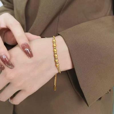 Women's Frosted Round Bead Light Pearl Bracelet - Elegant, High-End, Fashionable Gold Niche Style