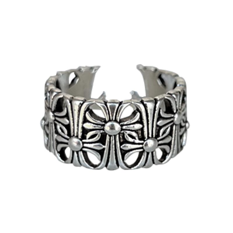 Lan Zhi Retro 925 Sterling Silver Exaggerated Open-Faced Ring - Unique and Colorfast Hand Jewelry.