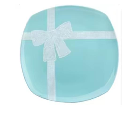 

Костяной фарфор Синий бант Керамическая посуда Скандинавская Западная еда Суповая тарелка Креативная Популярная квадратная тарелка для закусок