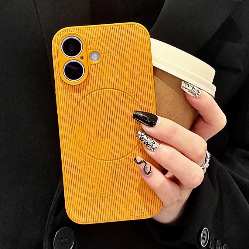 Luxury Retro Stripe Texture Magsafe Case For iPhone 16 15 14 13 12 11 Pro Max Shockproof Frosting Magnetic Wireless Charge Cover