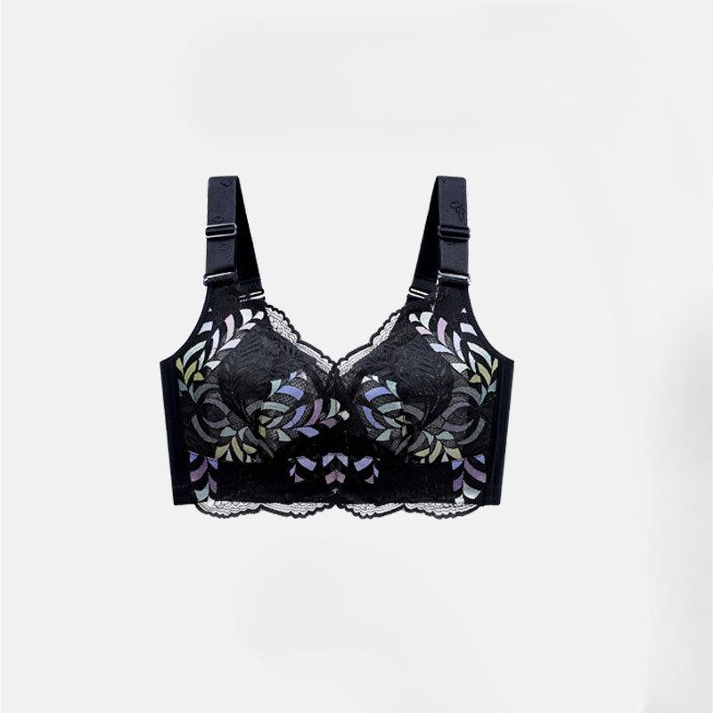 

Plus Size Women s Summer Full Cup Non Underwire Reclining Pair of Breathable Underwear 34/75B чёрный