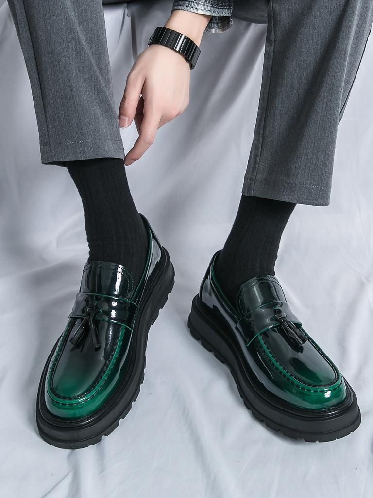 Original Design British Style Hombre Daily Dress Patent Leather Loafers For Men's Black Hight Quality Casual Slip-On Shoes