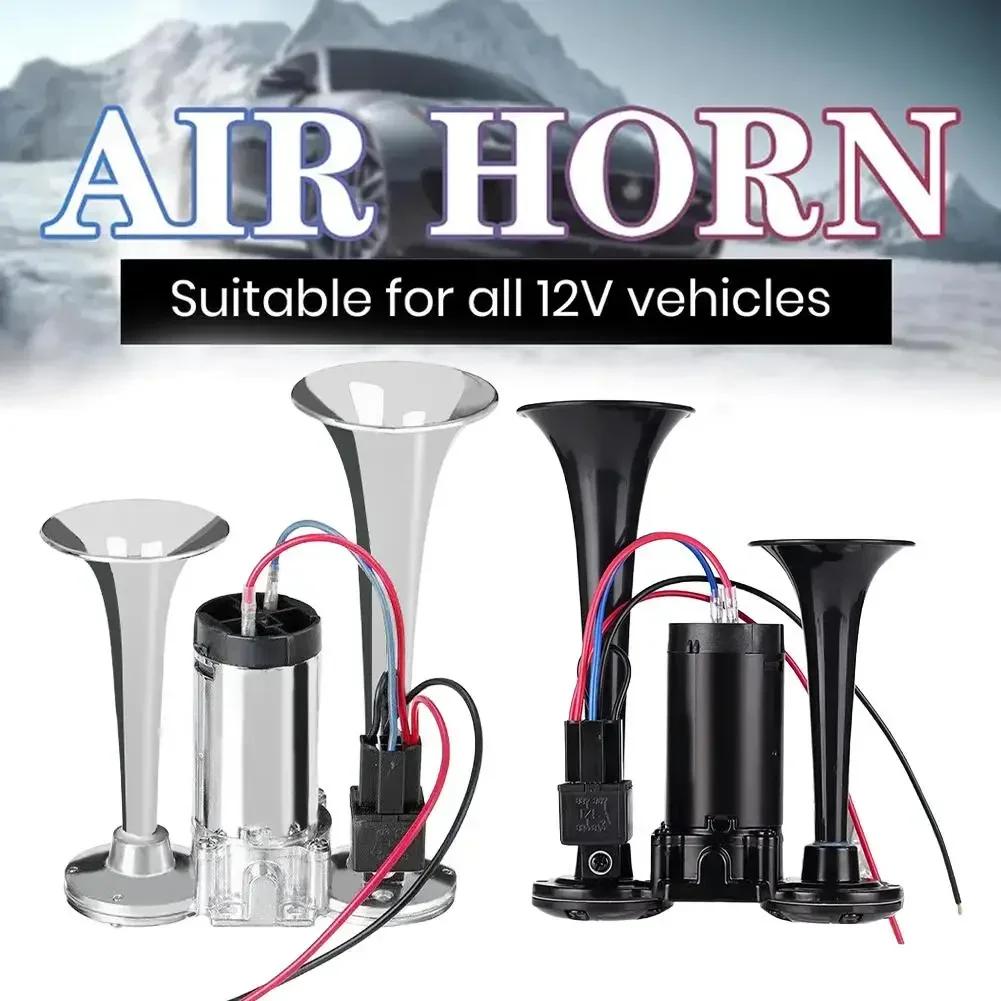 Super Loud Electric Speaker Car Air Horn Set 12V/24V For Motorcycle Boat Truck with Wires and Relay 110dB Hooter Dual Trumpets