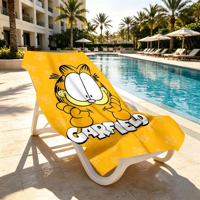 Garfield Print Beach Towel Design, Soft, Lightweight. for Home Bathroom, Spa, Pool, Yoga, Surfing, Camping, Gift for Family, Friend
