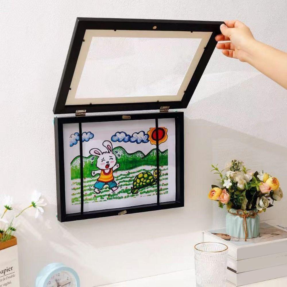 Magnetischer Aufklapp-Fotorahmen mit Frontöffnung Elastische Bänder Arbeits-Ausstellungsrahmen Kinderkunstwerke