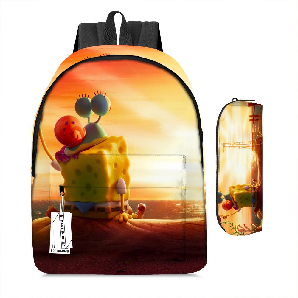 Spongebob Squarepants Children'S School Bag Male And Female Students Backpack Kindergarten Cute Cartoon Backpack Pencil Bag