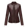 Fashion Women's Leather Jacket PU Leather Short Coat Stand Collar Jacket Women's Spring and Autumn Thin Leather Jacket