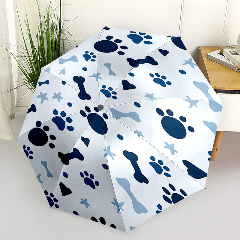 1pc Dog paw prints, bones, hearts, stars. Umbrella with Plastic Handle,Vibrant Cartoon Pattern,Multi-functional UmbrellaPT254