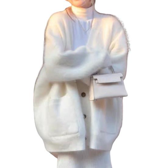 Women's Fuzzy Cardigan V Neck Button Down Oversized Fluffy Coat Fall Winter Casual Long Sleeve Slouchy Furry Sweater