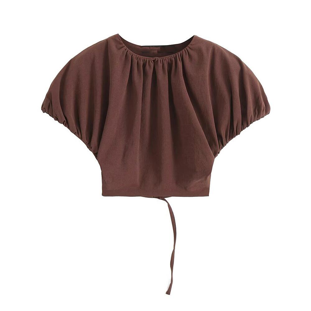 TAOP&ZA Women's Summer Pleated Slimming Balloon Top and Skirt Set