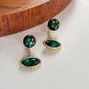 Emerald Gemstone Devil's Eye Detachable Earrings - High-Value, Unique Design for European & American Banquets