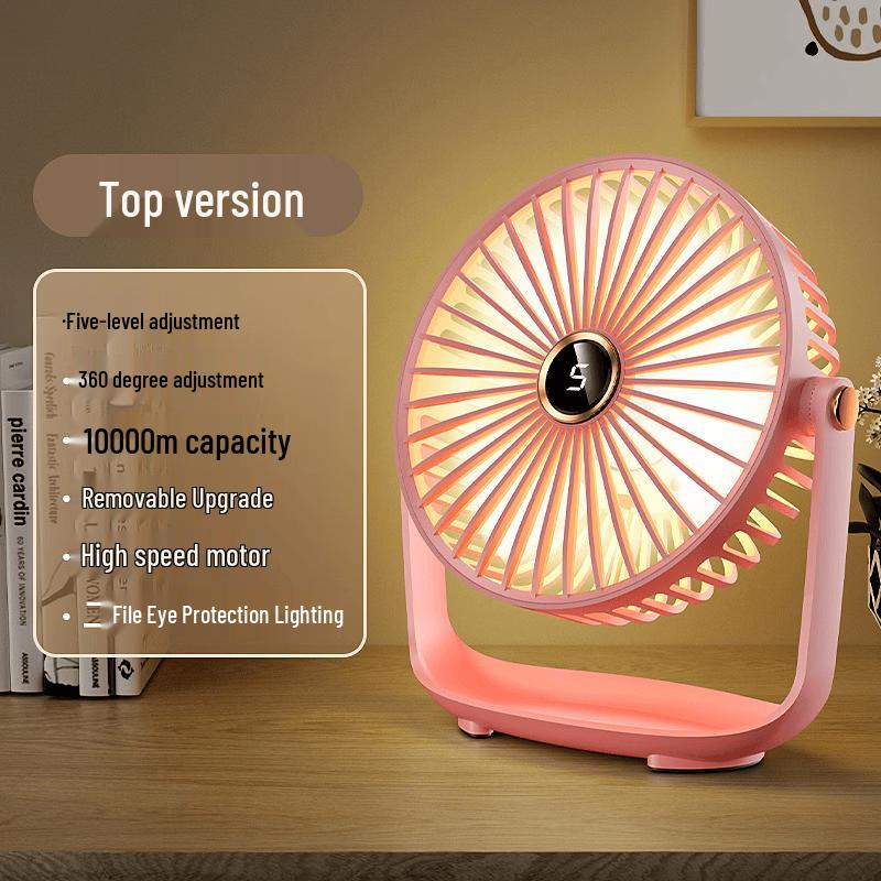 Yabuka Portable USB Desktop Fan with LED Light & Digital Display
