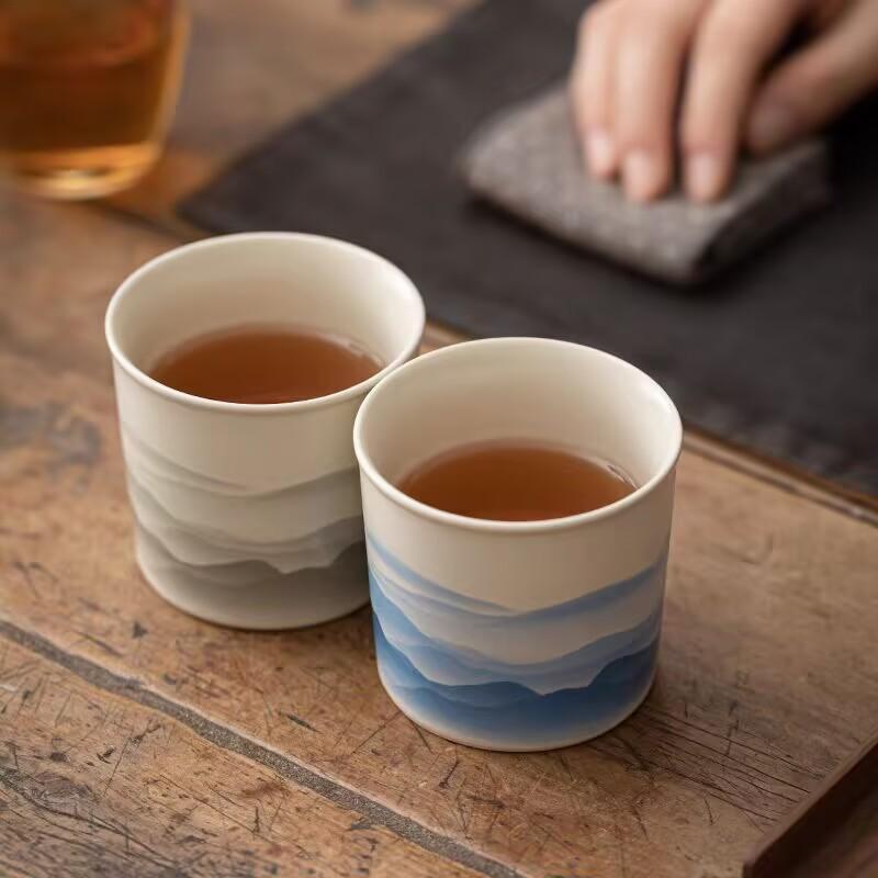 Ink And Wash Jiangshan Teacup Ceramic Master Cup Personal Special Cup Household Coke Cup Tea Cup Tea Cup Hand Warmer Cup