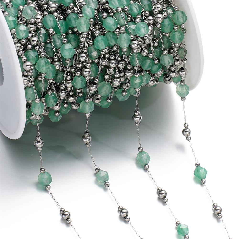 1meter/Lot Colorful Faceted Stone Beads Beaded Stainless Steel Chains for Bracelet Necklace Anklet DIY Jewelry Making Supplies
