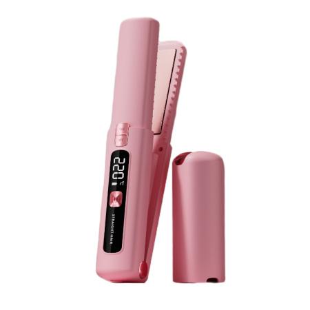 Portable Cordless Hair Straightener Brush Hot Comb Straightener Flat Iron Wireless Hair Straightener USB&3.7V розовый