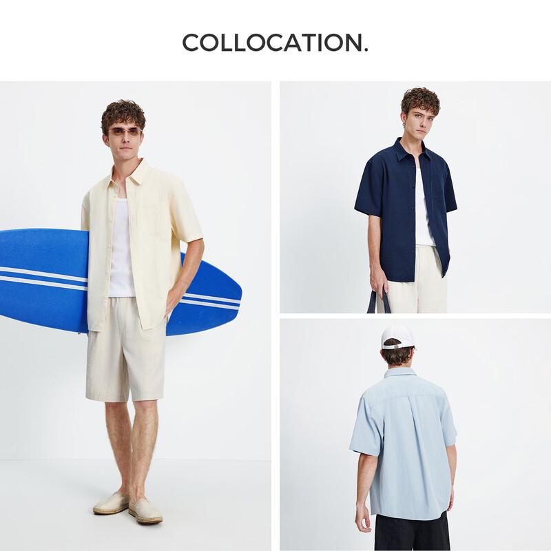 Navigare Men's Cotton Linen Short Sleeve Casual Shirt