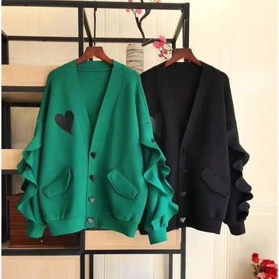 Spring Jacket Women Heart-shaped Coat Long Sleeve Button Jacket Coat Ladies Tops