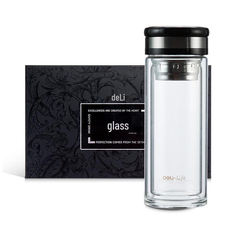 Deli 8977 Double-Layer Glass Cup