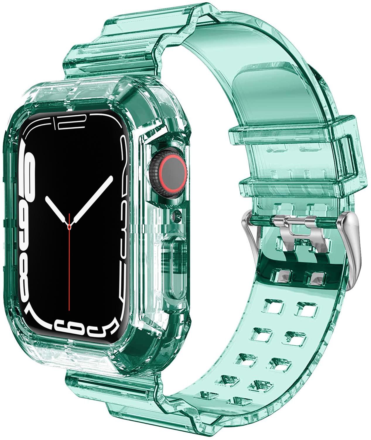 Case+Strap for Apple Watch Band 44mm 40mm 45mm 41mm 42mm 38mm Transparent Silicone correa Bracelet iWatch series 3 5 6 se 7 8 9 42mm or 44mm or 45mm