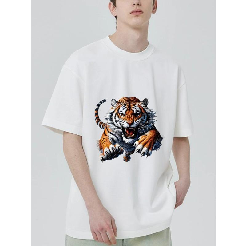 Tiger Graphic T Shirt Black Tiger Animal Print for Casual Wear