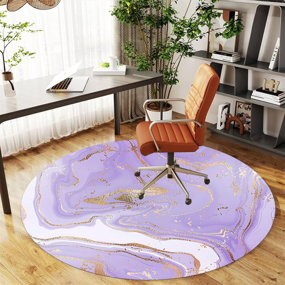 1pc Marble Texture Gold Foil Round Chair mat Area Rug - Non-Slip, Floor Mat for Office, Bedroom, and Indoor Decor c1125337
