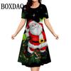 Christmas Tree Print Women Dresses 2026 New Fashion Cute Santa Claus Casual Short Sleeve O-Neck Loose A-Line Party Dress Vestido