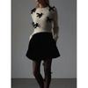 Bow Tie Long Sleeved Pullover Sweater Pure Color Bows Long Sleeves Pullover