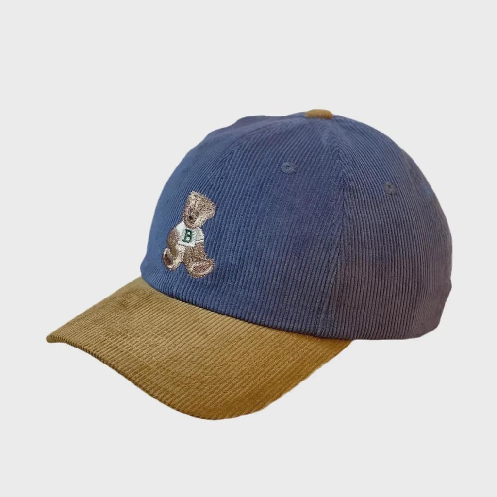 2024 Trendy Corduroy Baseball Cap with Little Brown Bear Design for Women and Men, Perfect for Spring and Autumn