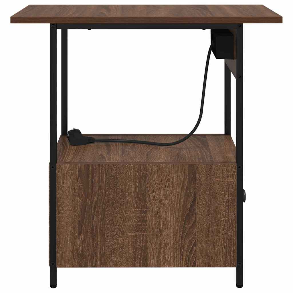 Nightstand Brown Oak Look 60 x 30 x 61 cm Engineered Wood