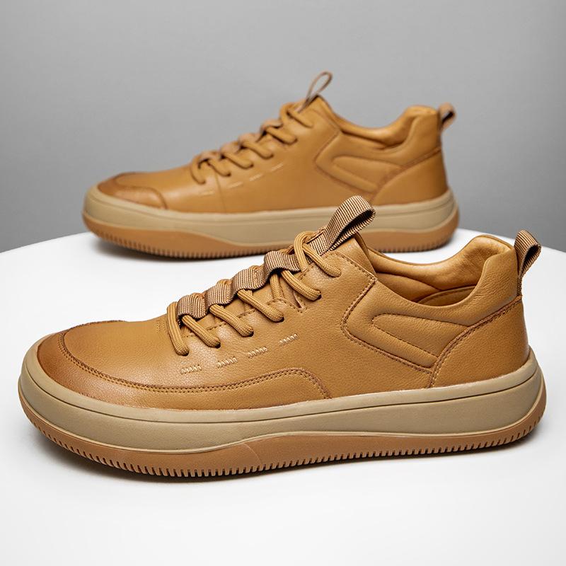 Trend Casual Shoes Lace-up Men's Autumn New Leather British Style Outdoor Board Shoes Men's Korean Version Low-top Tooling Shoes