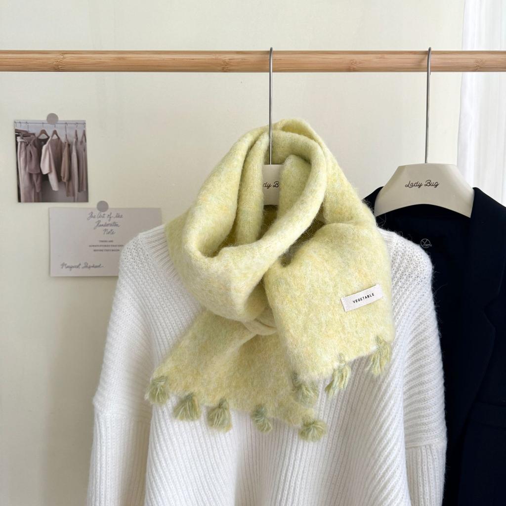 Fashionable Wool Knitted Scarf Autumn Winter Warm Simple Cold-Proof Shawl For Students Solid Color Versatile Thickened Muffler