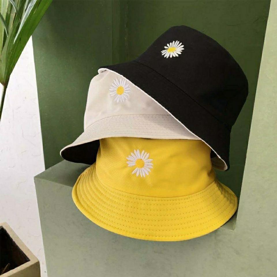 Doublesided Magritte Embroidery Bucket Cap Stylish Sun Protection Fisherman Hat