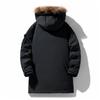 Winter Fur Collar Workwear Down Jacket Hooded Mid-length Thickened Couple Style Youth Winter