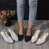 Classic Sandals Woman Slides Casual Hoof Mid Heels Shoes Women Solid Stretch Fabric Slip On Sandals Summer Pumps Plus Size