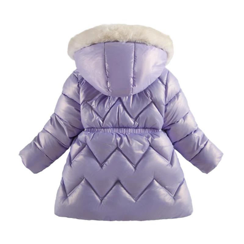 Girls Down Coats Children Thickened Fur Collar Hooded Jackets Kids Plush Velvet Warm Hooded Outerwear Toddler Parkas