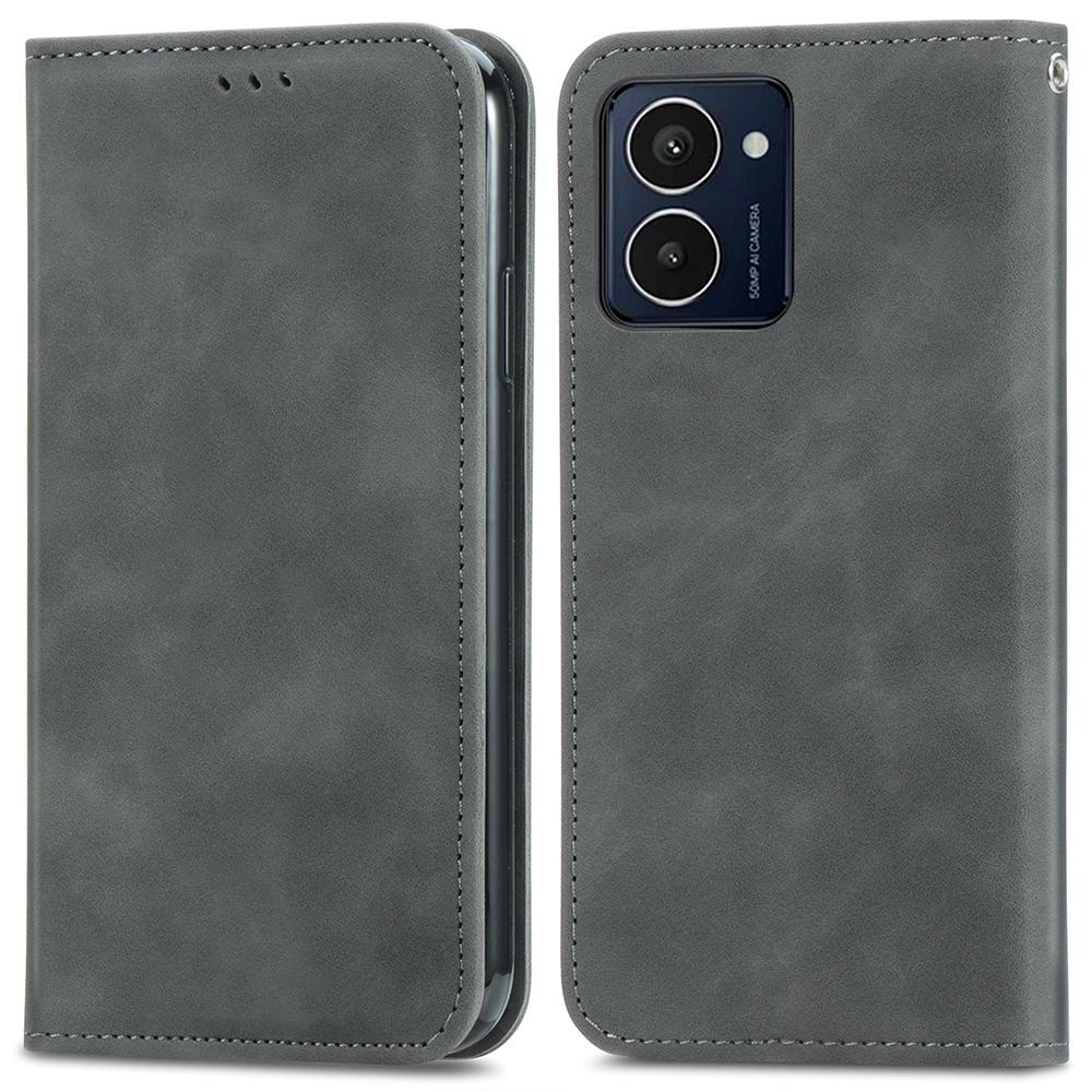 

For HMD Pulse Pro Leather Case with Card Holder Magnetic Absorption Phone Cover Grey
